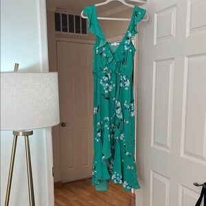 Socialite Teal Floral Asymmetrical Dress